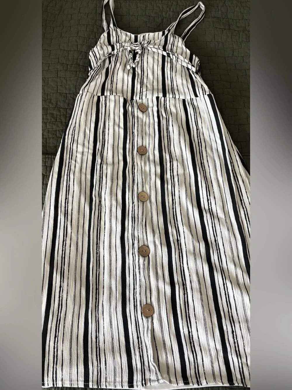 Beautees Black and White Striped Sundress. Made in Mexico.